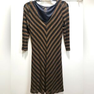 MIraclesuit Miracle Body Brown and Black Chevron Open Knit Shaper Dress